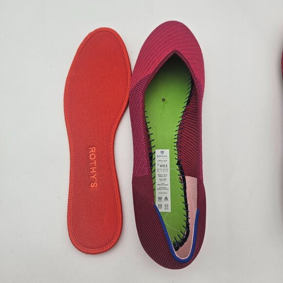 Rothys The Flat Raspberry Color Block Round Toe Slip On Flats Womens Sz 10.5 NEW - Picture 6 of 8